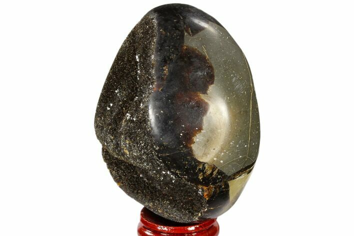 Septarian Dragon Egg Geode - Black Crystals #118737